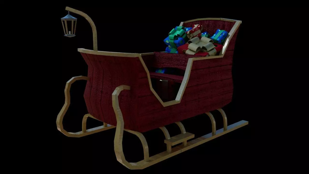 Santa sled low poly Low-poly 3D model
