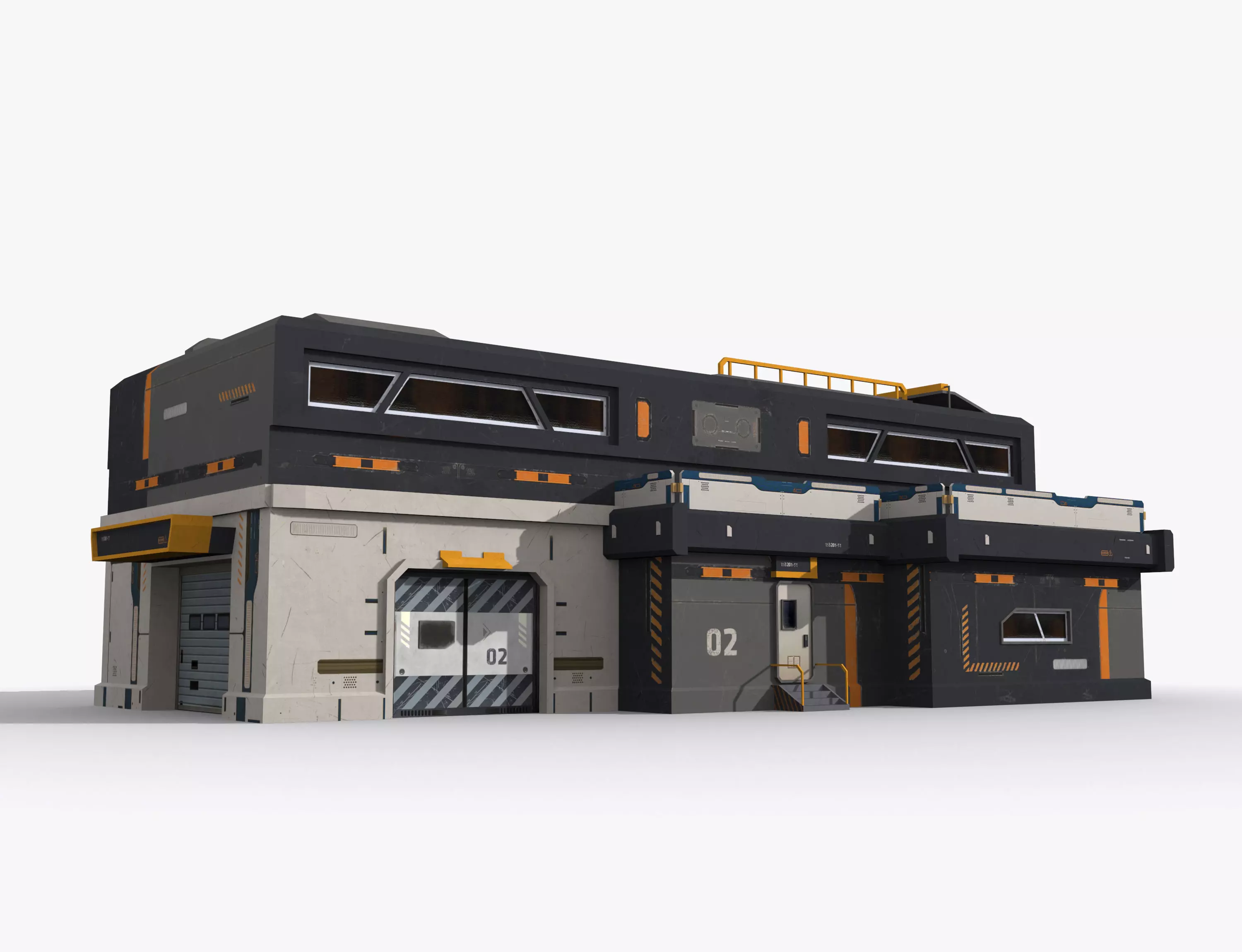 Sci-Fi Industrial x5 Low-poly 3D model_0