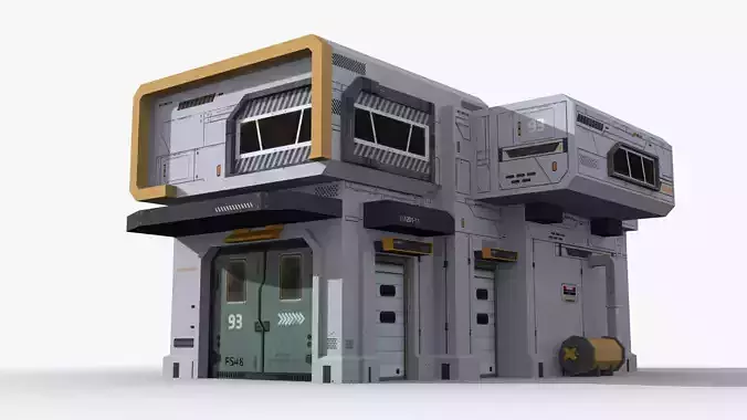 Sci-Fi Industrial x9 Low-poly 3D model