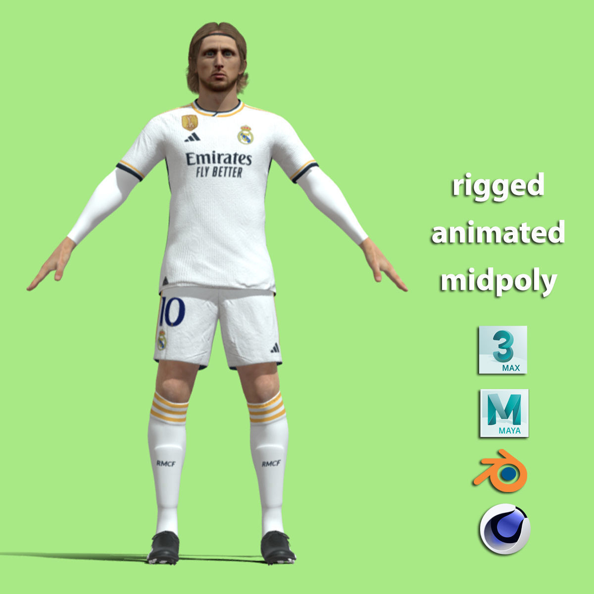 T-Pose Rigged Modric Real Madrid 23-24 3D model_1