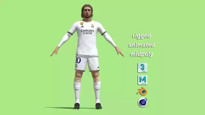 T-Pose Rigged Modric Real Madrid 23-24 3D model T-Pose Rigged Modric Real Madrid 23-24 3D model