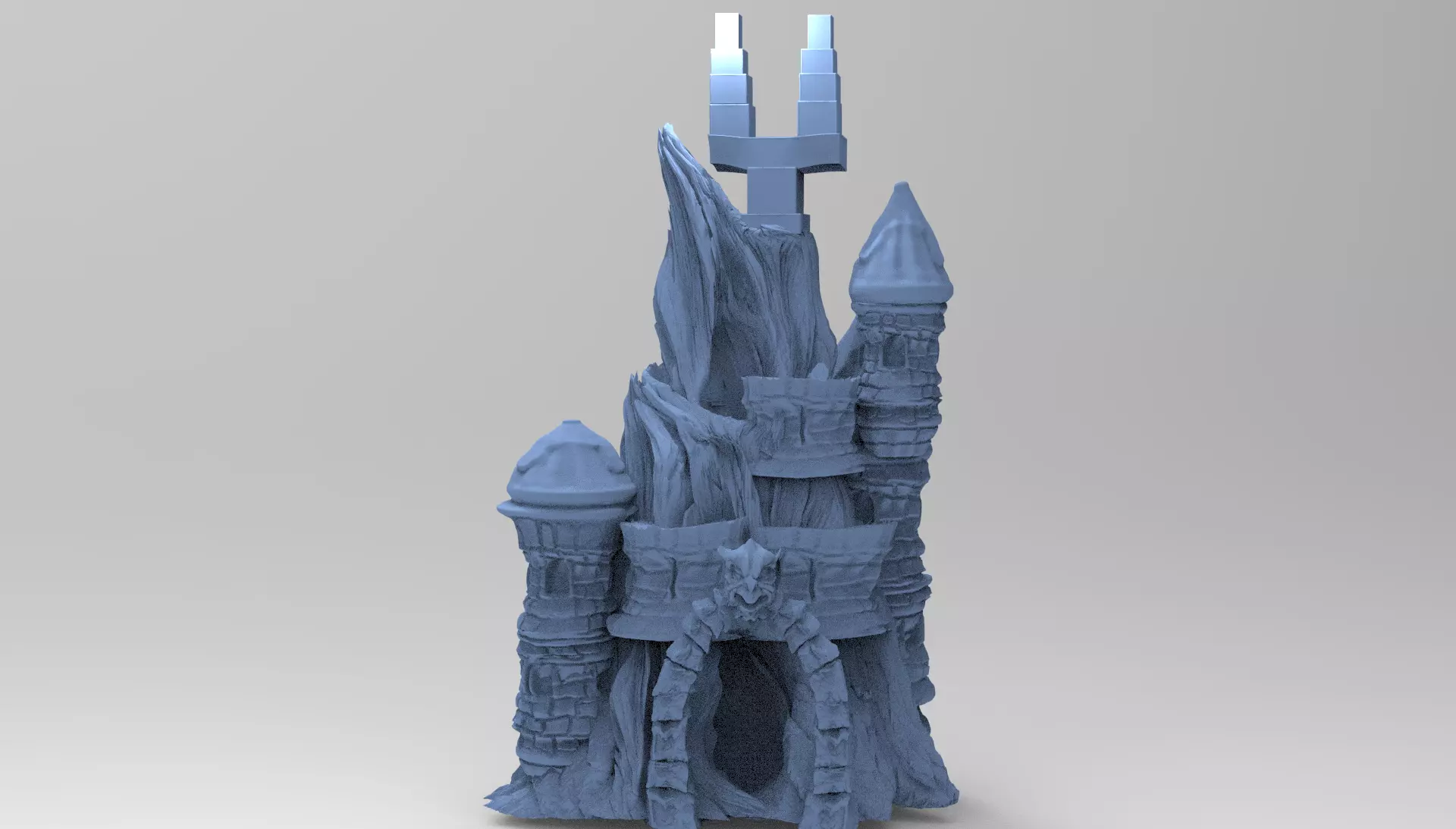 Darkstar Winter stylised mountain goblin castle 3D model_0