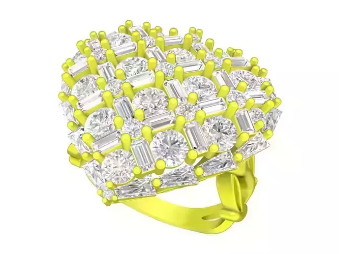 A7488 Heart Diamond Engagement Ring 3D Model