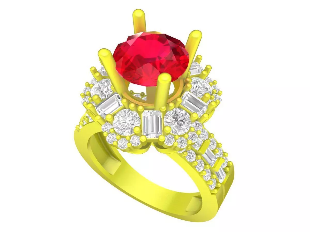 A7491 Flower Diamond Women Engagement Ring 3D Model 3D print model_0