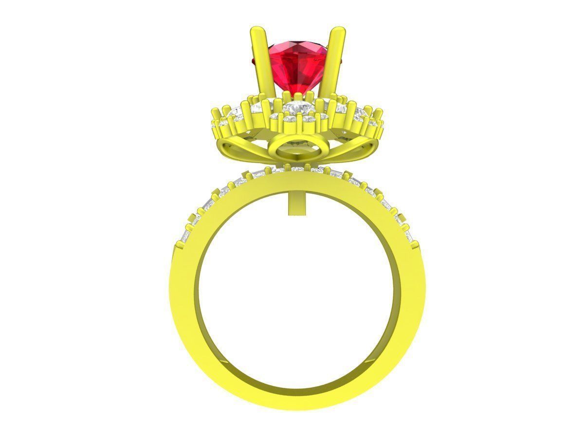 A7491 Flower Diamond Women Engagement Ring 3D Model 3D print model_2