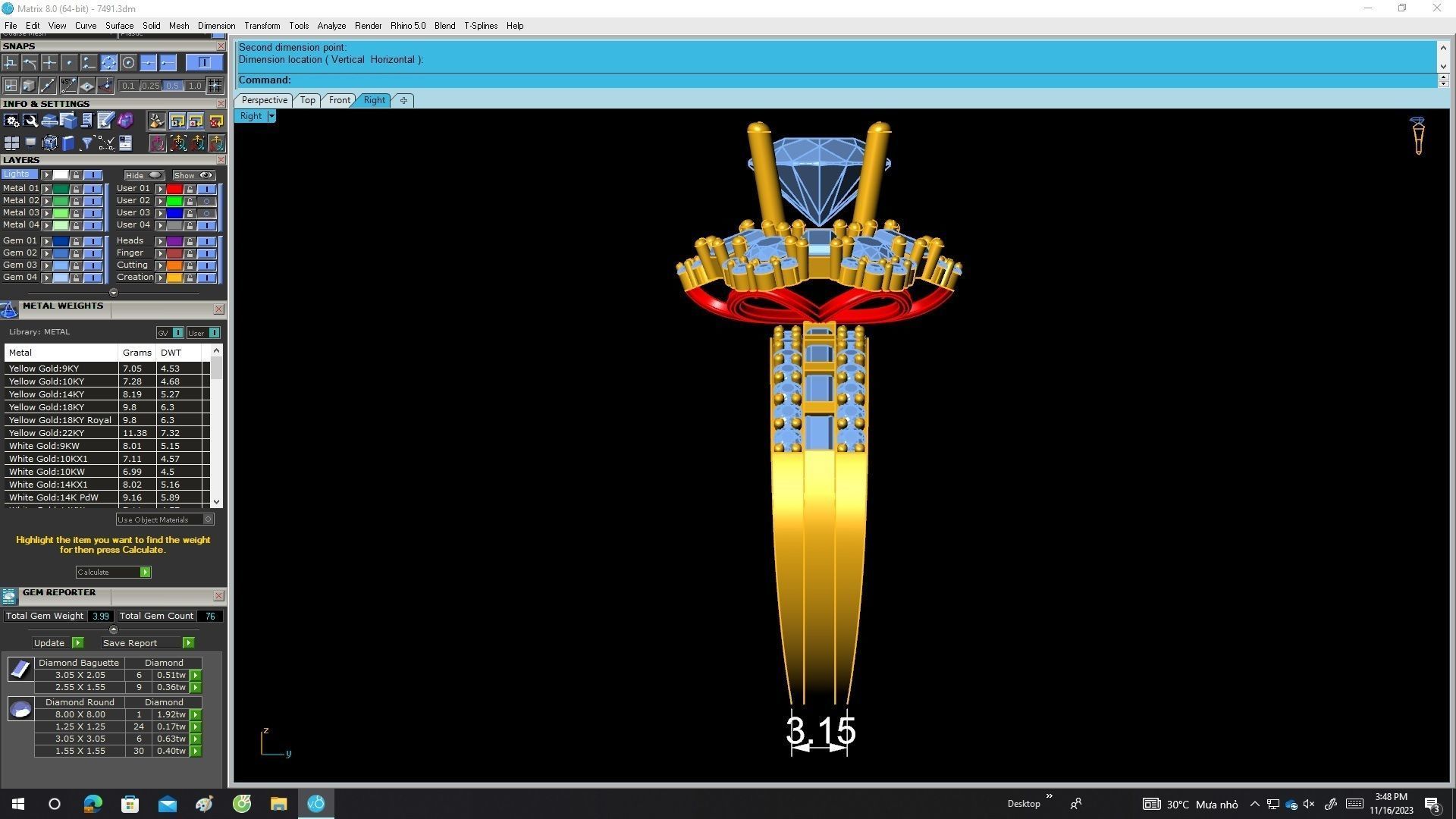 A7491 Flower Diamond Women Engagement Ring 3D Model 3D print model_7