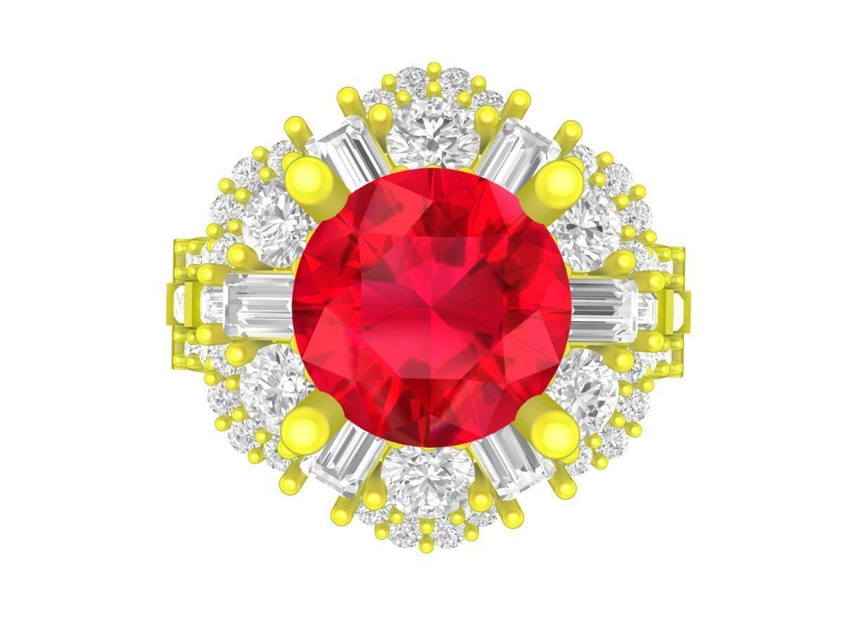 A7491 Flower Diamond Women Engagement Ring 3D Model 3D print model_1