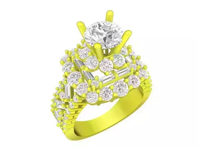 A7492 Korean Style Halo Diamond Women Engagement Ring 3D Model