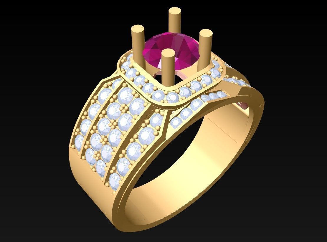 Diamond Ring - Mens Rings - N112302 3D print model_2