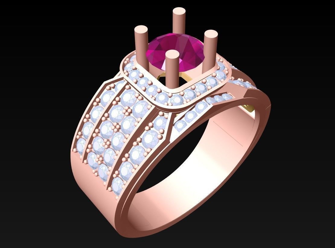 Diamond Ring - Mens Rings - N112302 3D print model_1