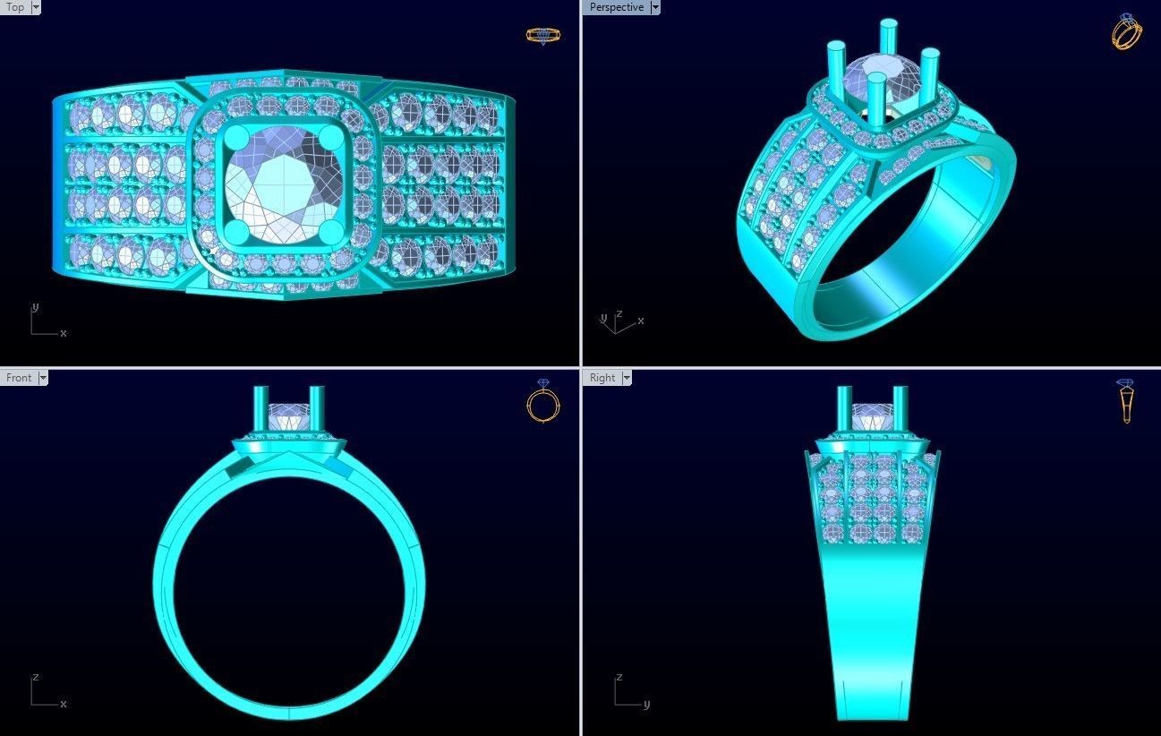 Diamond Ring - Mens Rings - N112302 3D print model_10