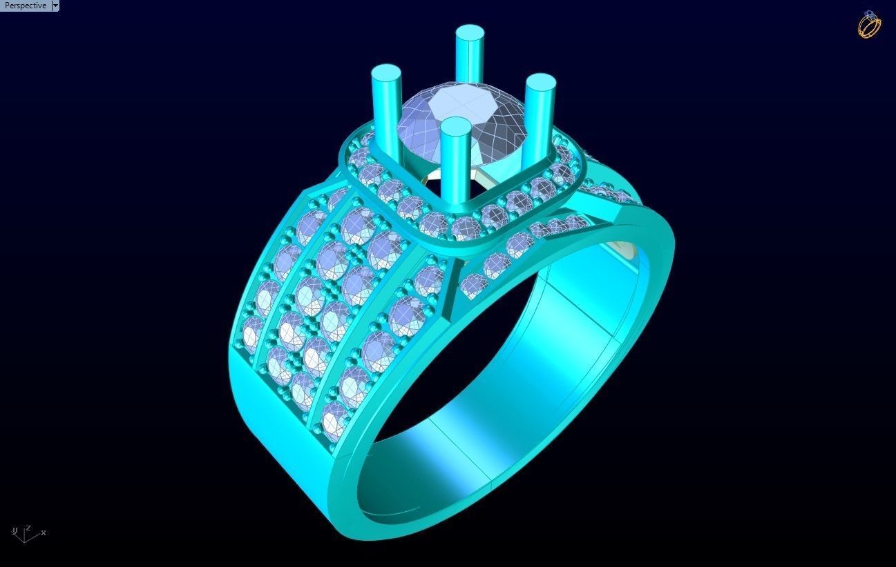 Diamond Ring - Mens Rings - N112302 3D print model_9
