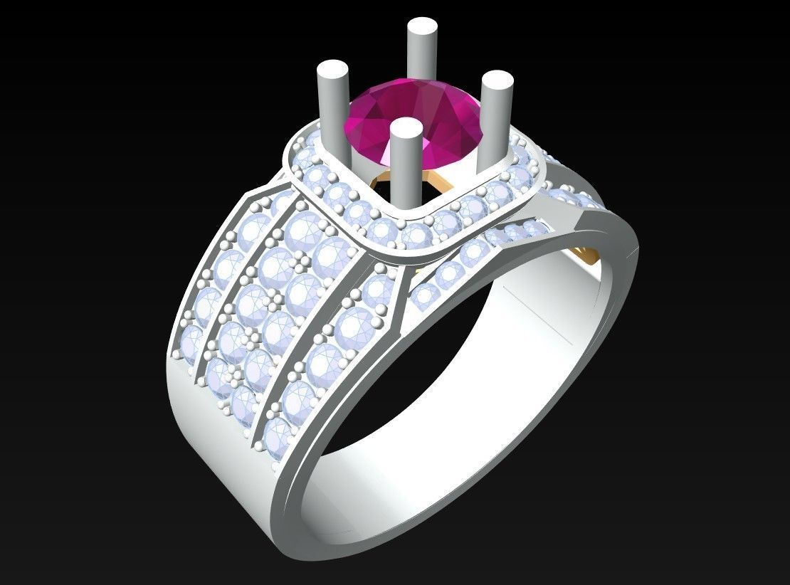 Diamond Ring - Mens Rings - N112302 3D print model_3