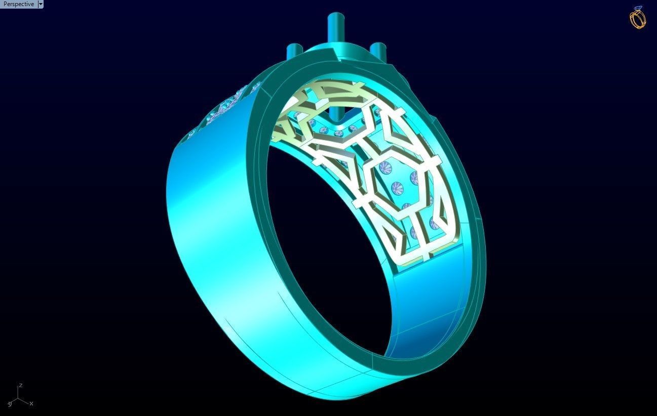 Diamond Ring - Mens Rings - N112302 3D print model_7