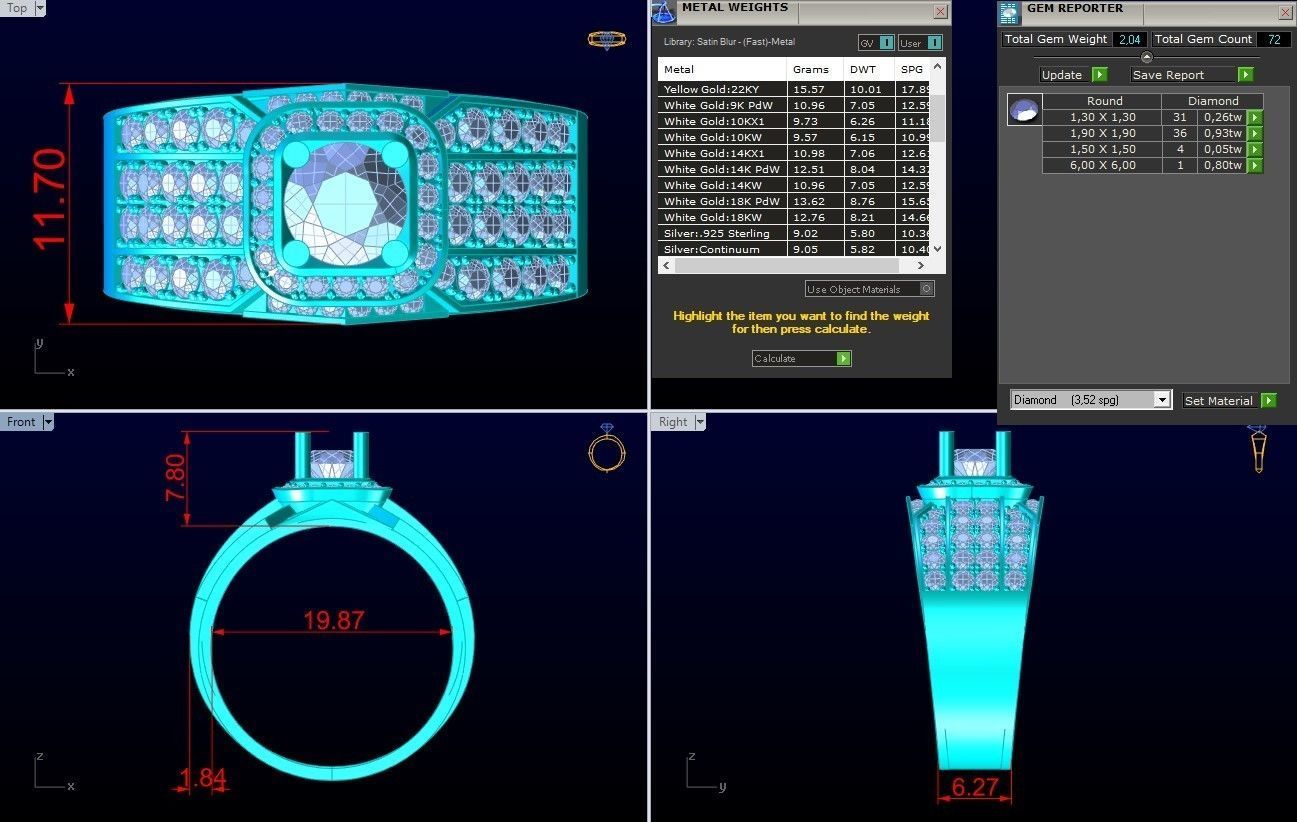 Diamond Ring - Mens Rings - N112302 3D print model_8