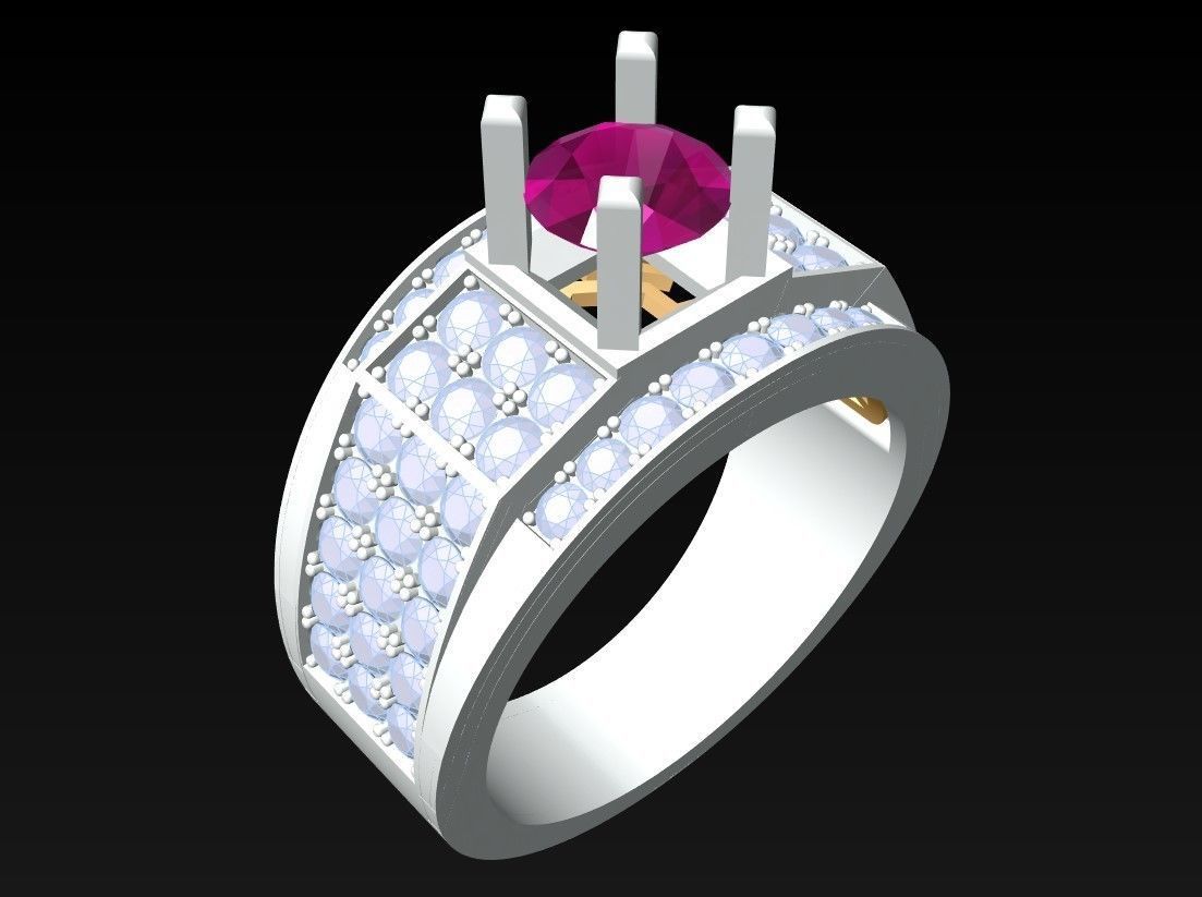 Diamond Ring - Mens Rings - N112307 3D print model_3