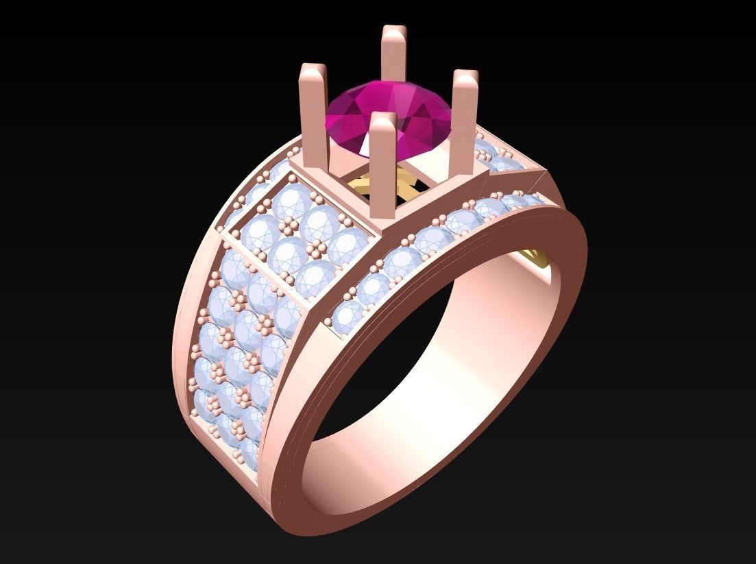 Diamond Ring - Mens Rings - N112307 3D print model_1