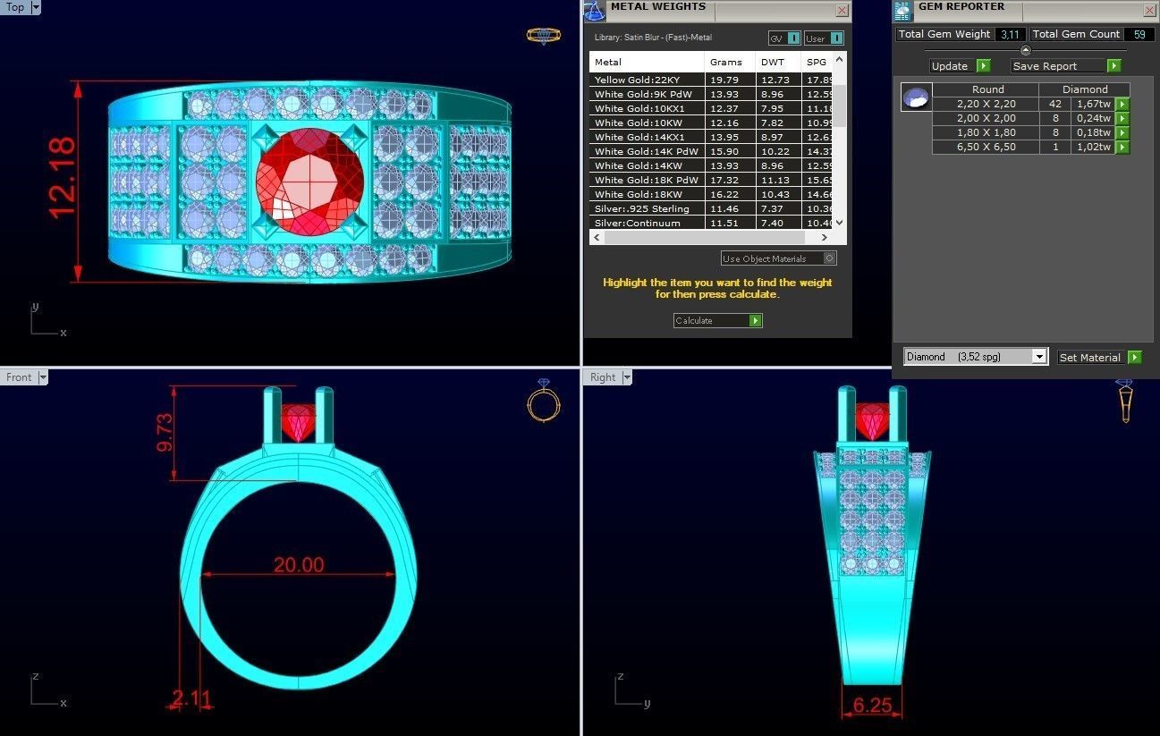 Diamond Ring - Mens Rings - N112307 3D print model_8