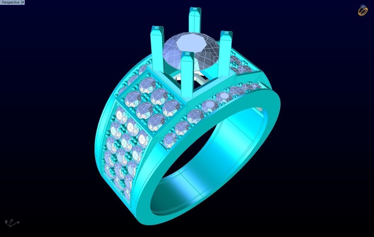 Diamond Ring - Mens Rings - N112307 3D print model_9