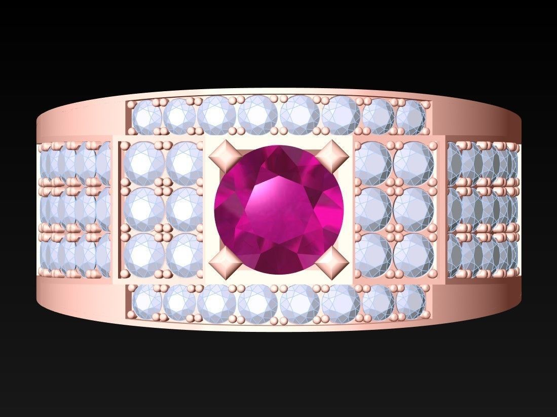 Diamond Ring - Mens Rings - N112307 3D print model_4