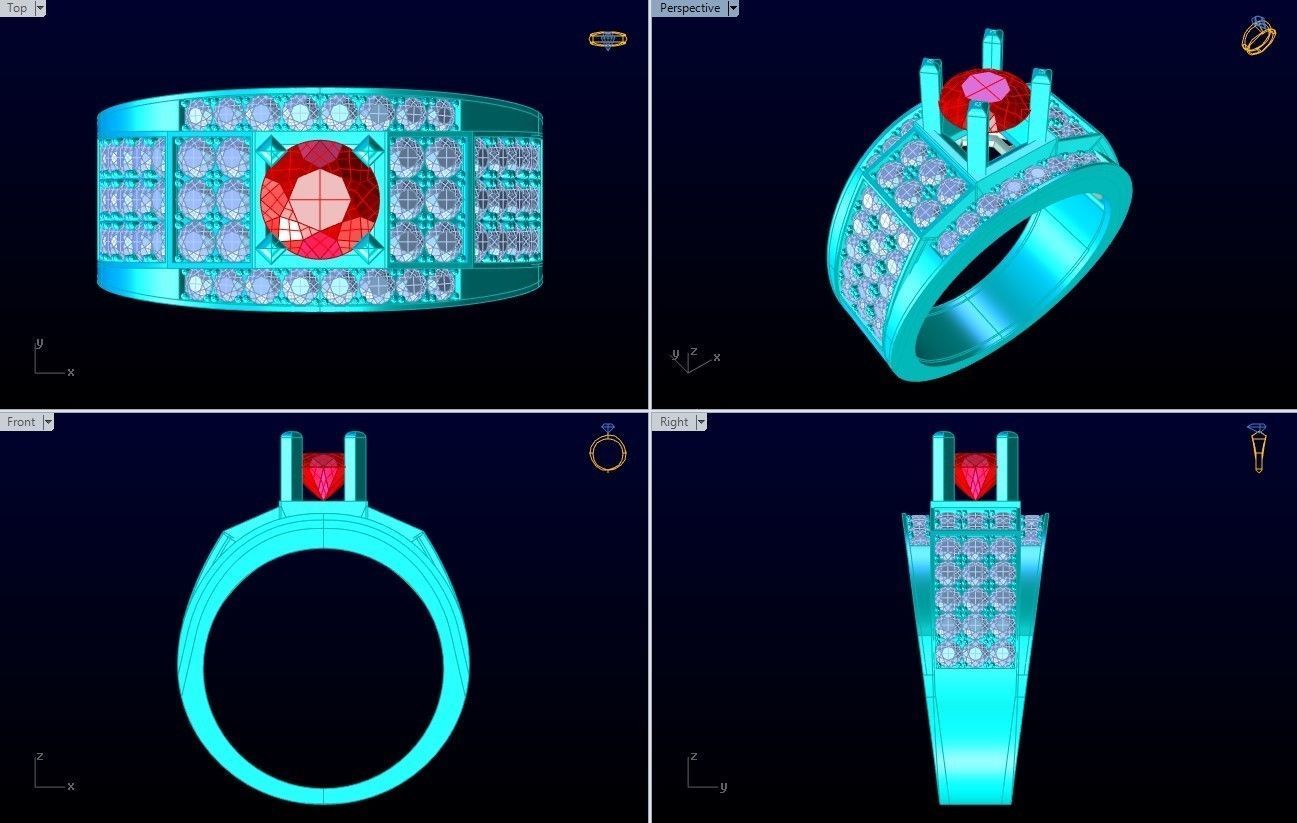 Diamond Ring - Mens Rings - N112307 3D print model_10