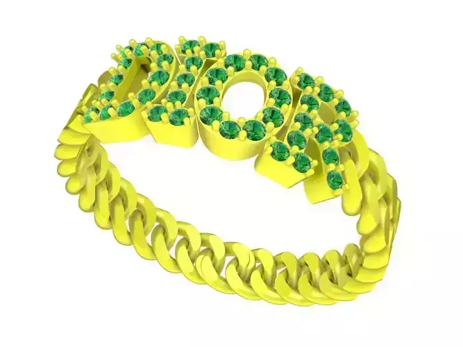 A7495 Luxury Cuban Text Fashion Women Ring 3D Model