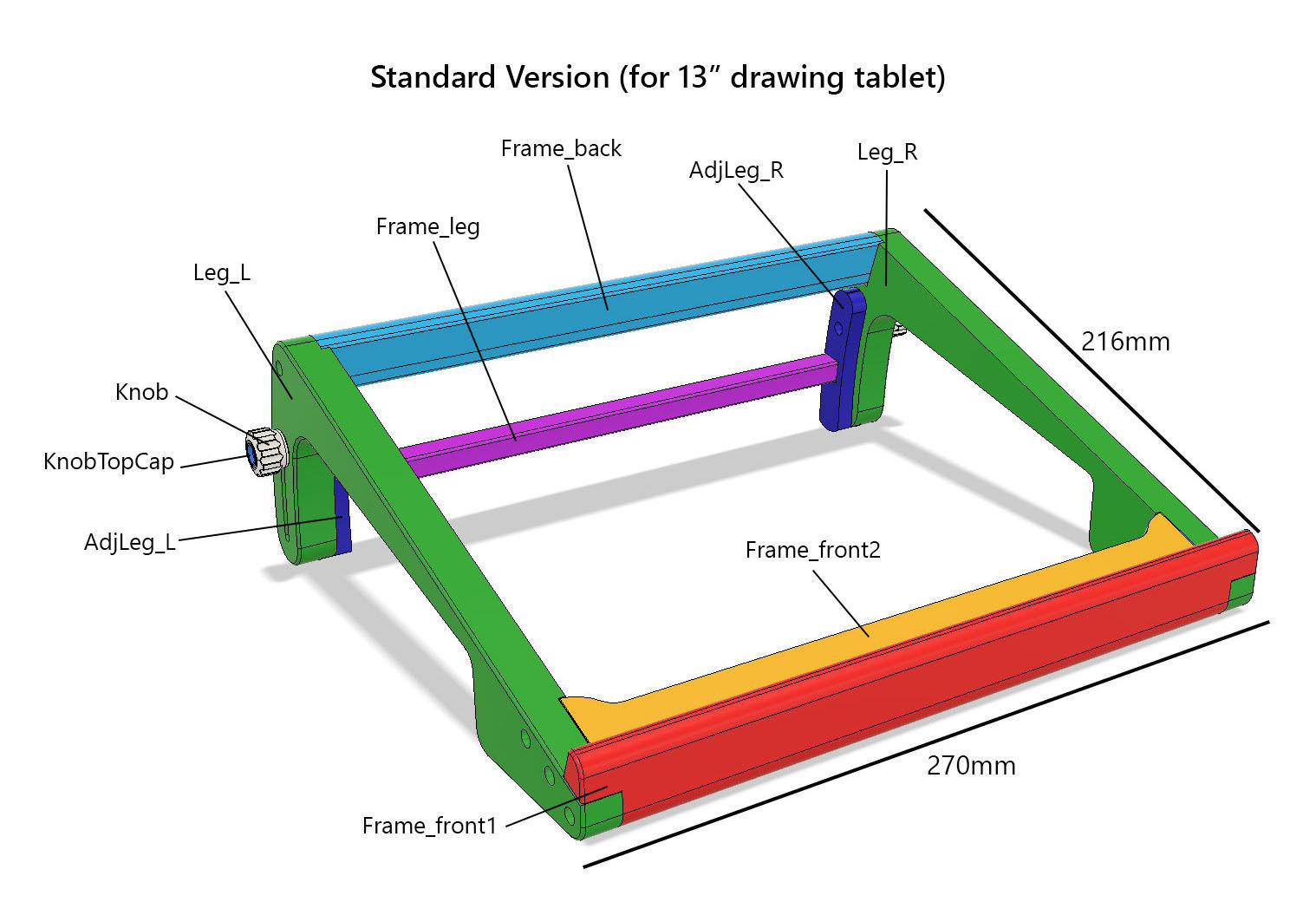 Adjustable Drawing Tablet Stand with custom commercial license 3D print model_4