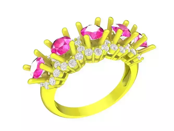A7497 Korean Style Diamond Women Engagement Ring 3D Model