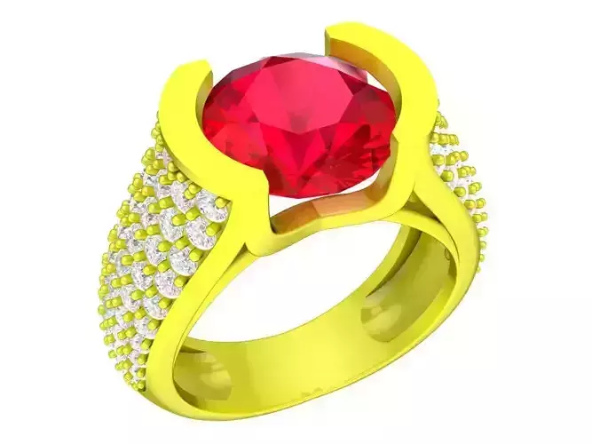 A7500 Korean Style Diamond Women Fashion Ring 3D Model