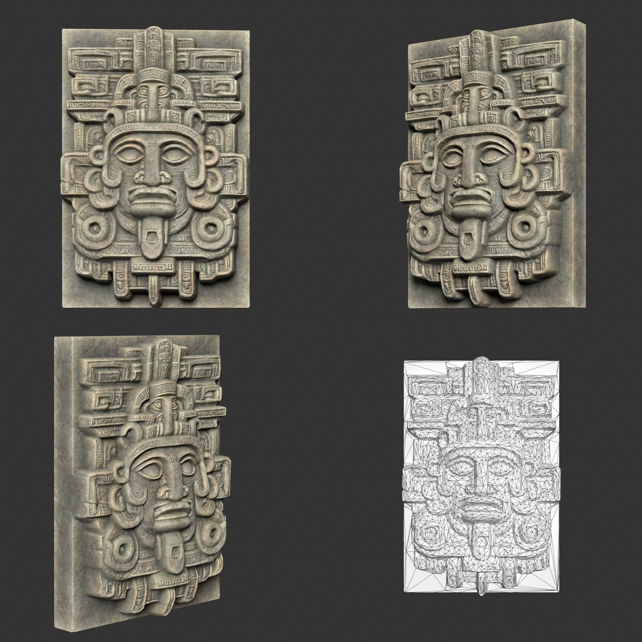 10 Low poly Mayan Temple Wall Decor 231206 Low-poly 3D model_11