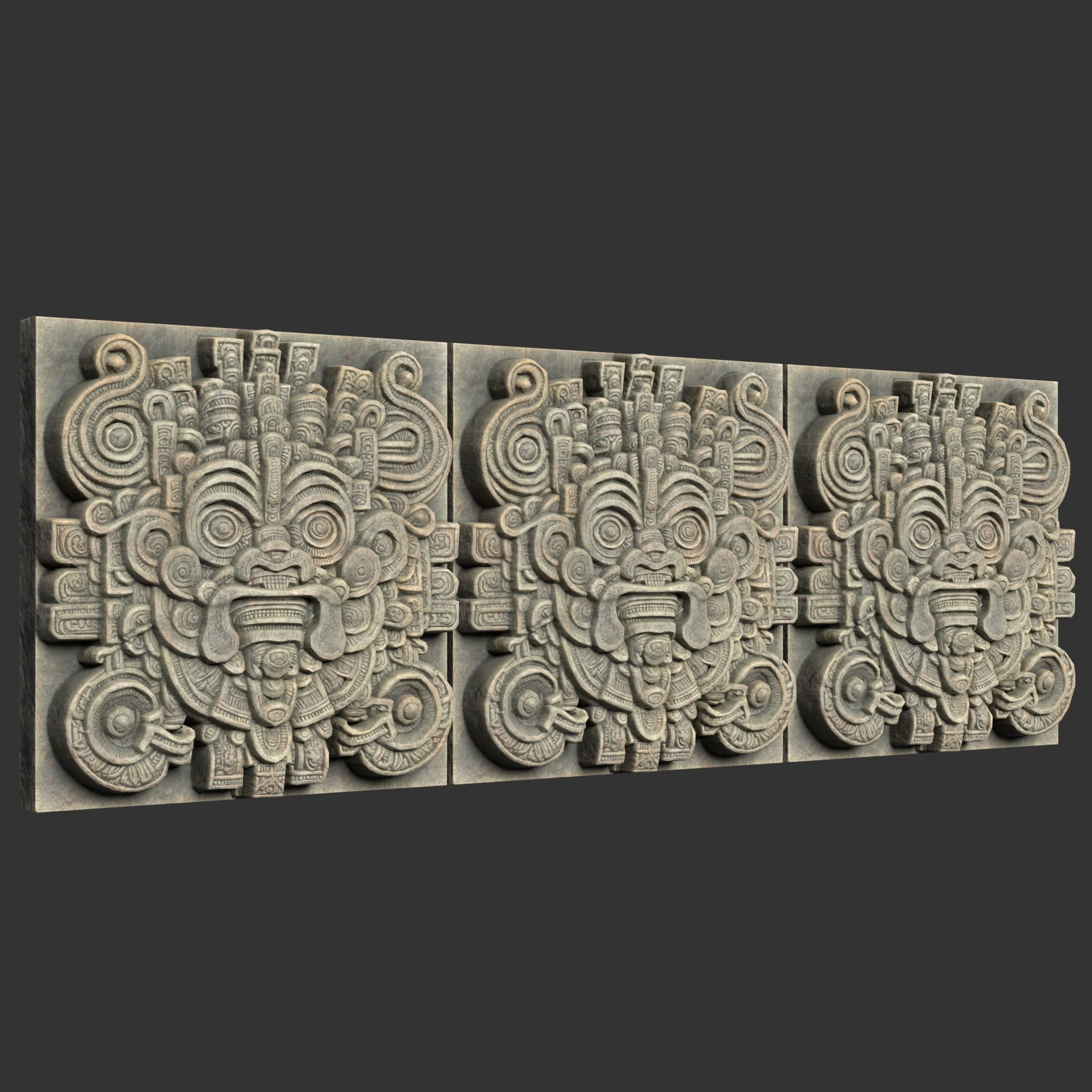 10 Low poly Mayan Temple Wall Decor 231206 Low-poly 3D model_4