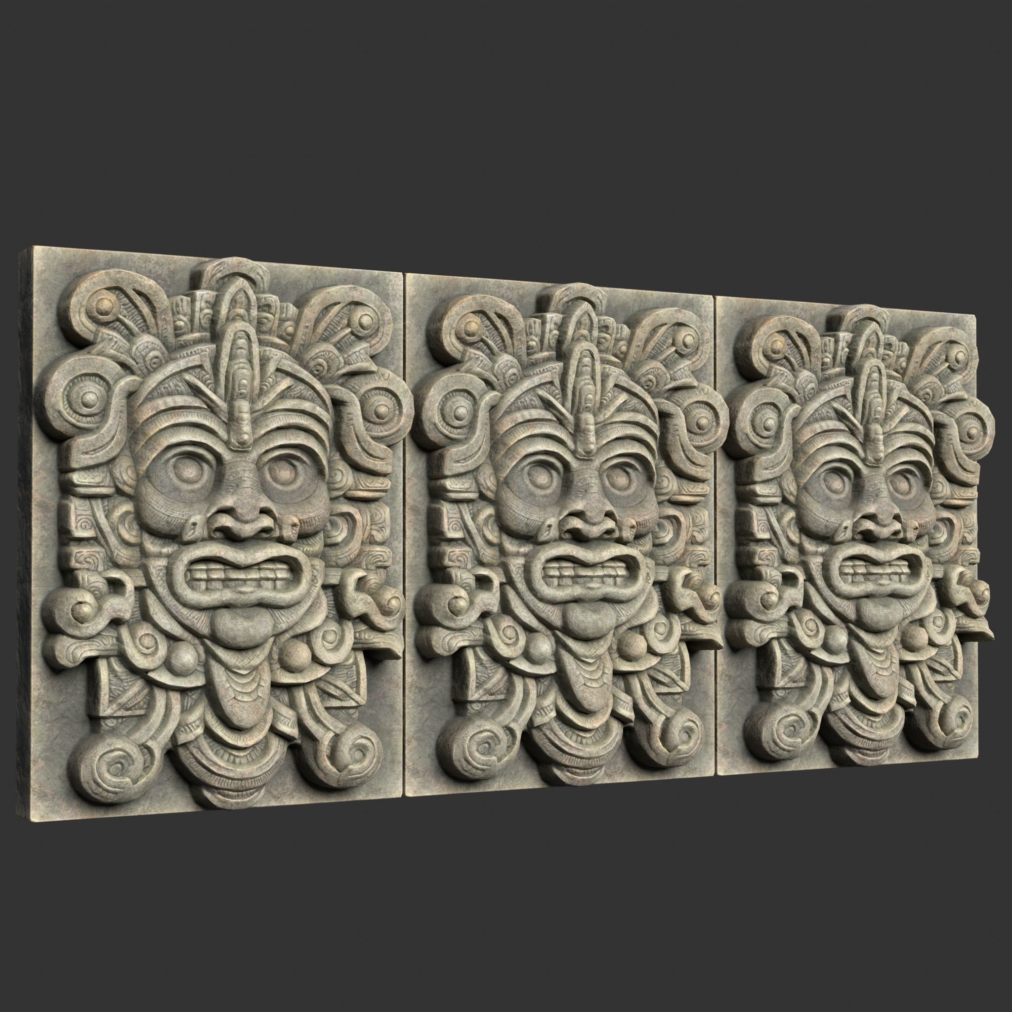 10 Low poly Mayan Temple Wall Decor 231206 Low-poly 3D model_14