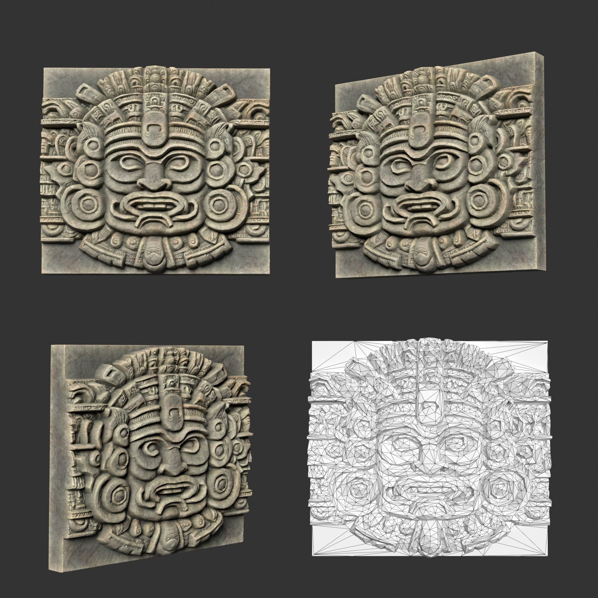 10 Low poly Mayan Temple Wall Decor 231206 Low-poly 3D model_3