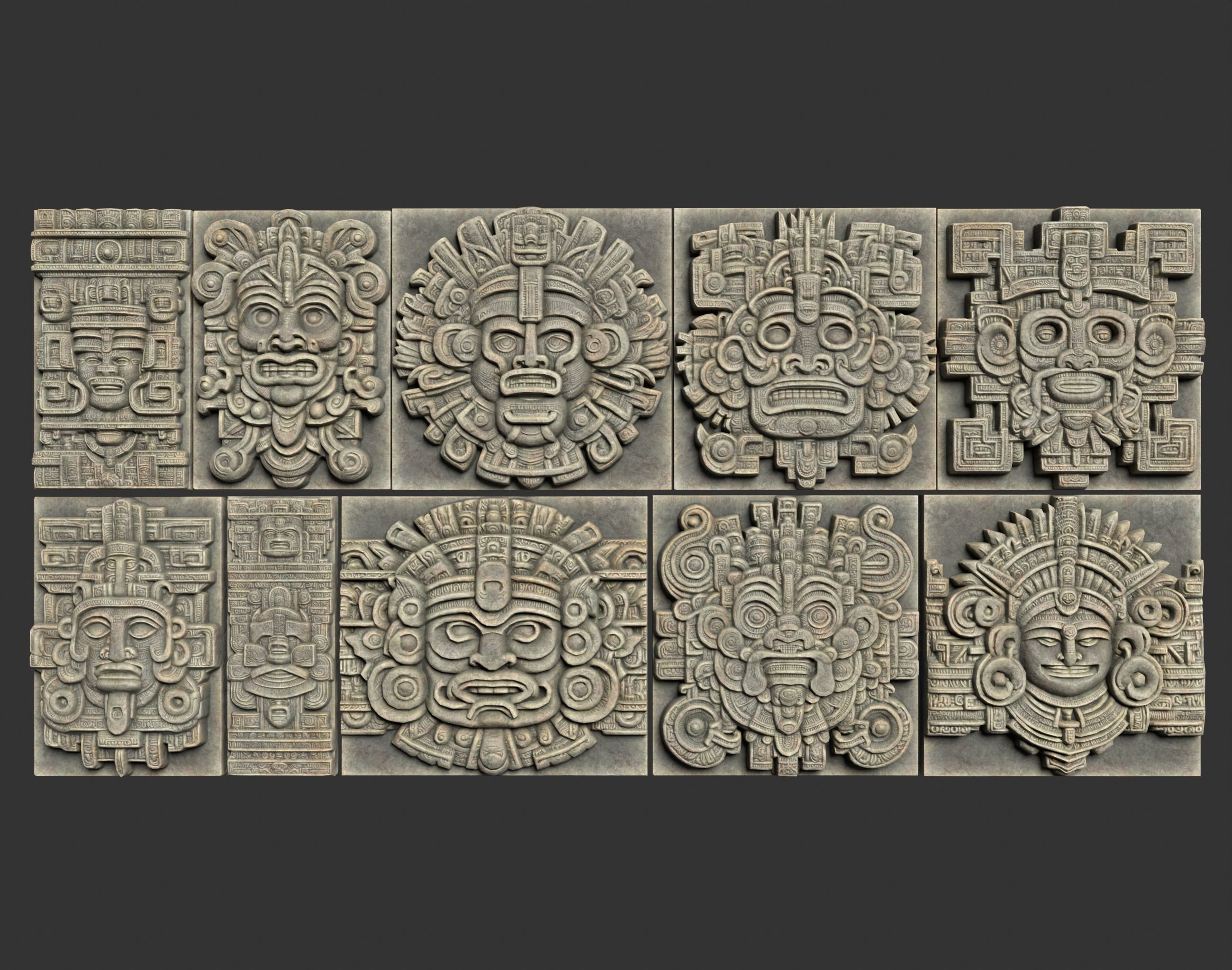 10 Low poly Mayan Temple Wall Decor 231206 Low-poly 3D model_1