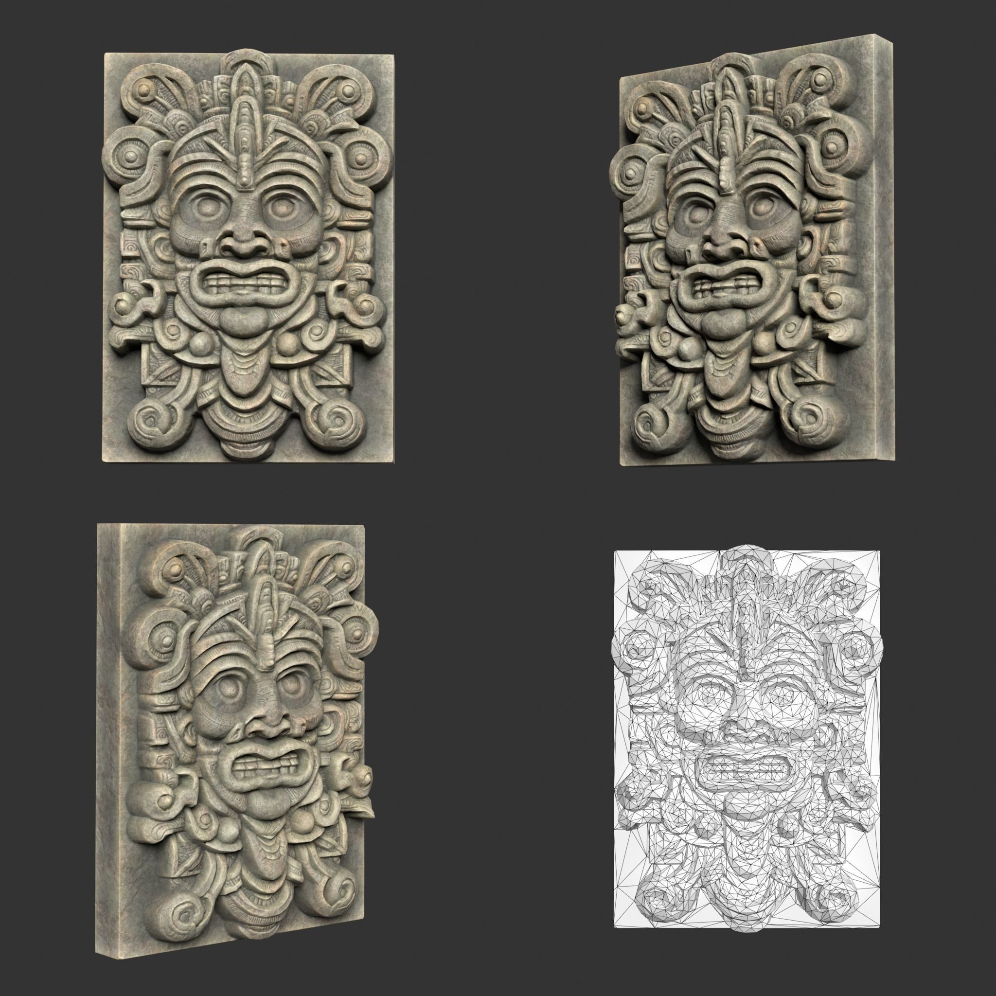 10 Low poly Mayan Temple Wall Decor 231206 Low-poly 3D model_15