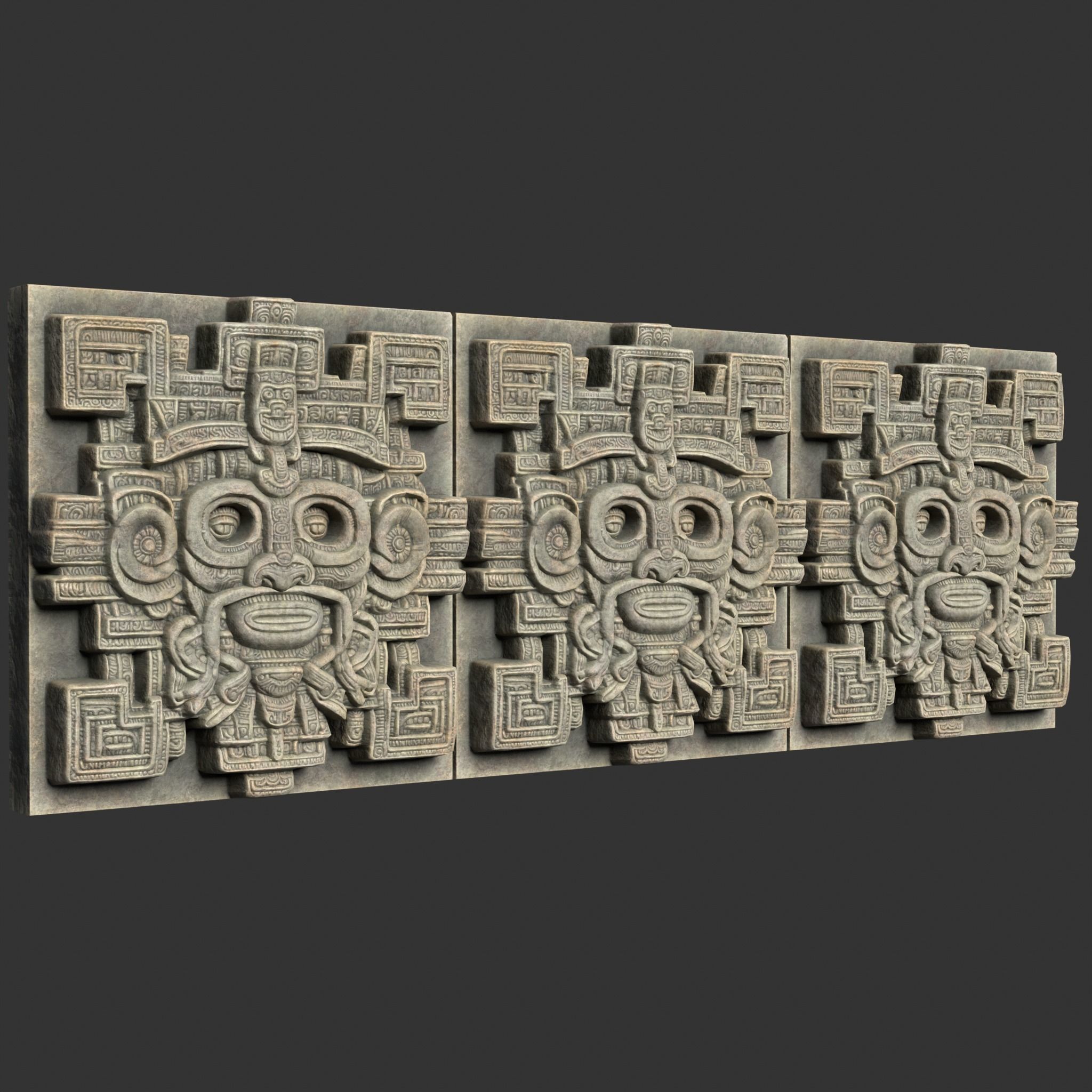 10 Low poly Mayan Temple Wall Decor 231206 Low-poly 3D model_12
