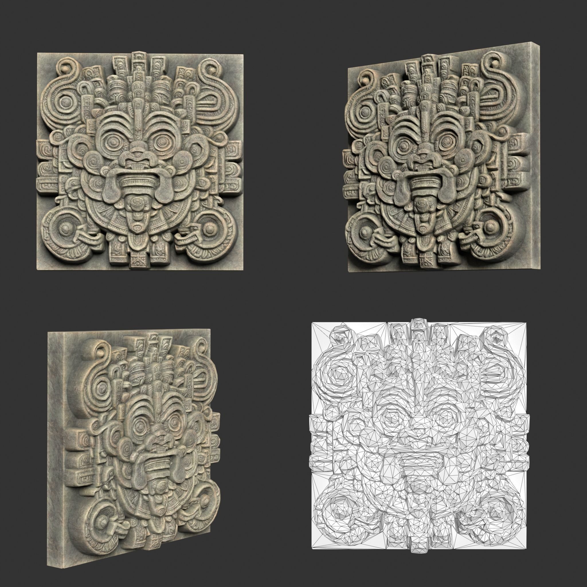 10 Low poly Mayan Temple Wall Decor 231206 Low-poly 3D model_5