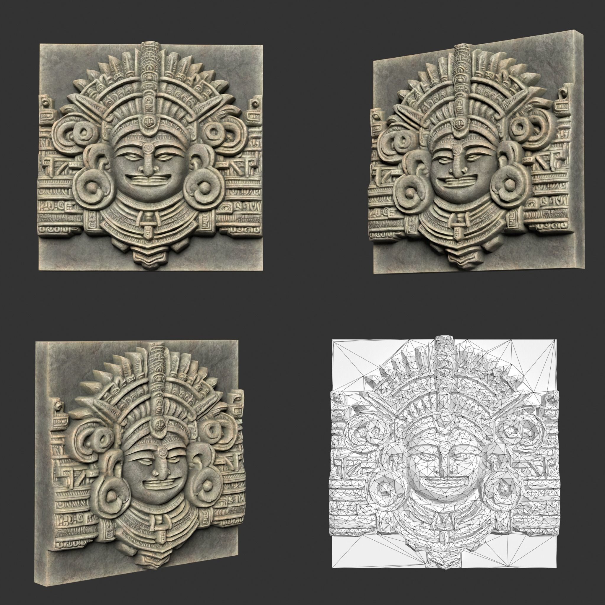 10 Low poly Mayan Temple Wall Decor 231206 Low-poly 3D model_9