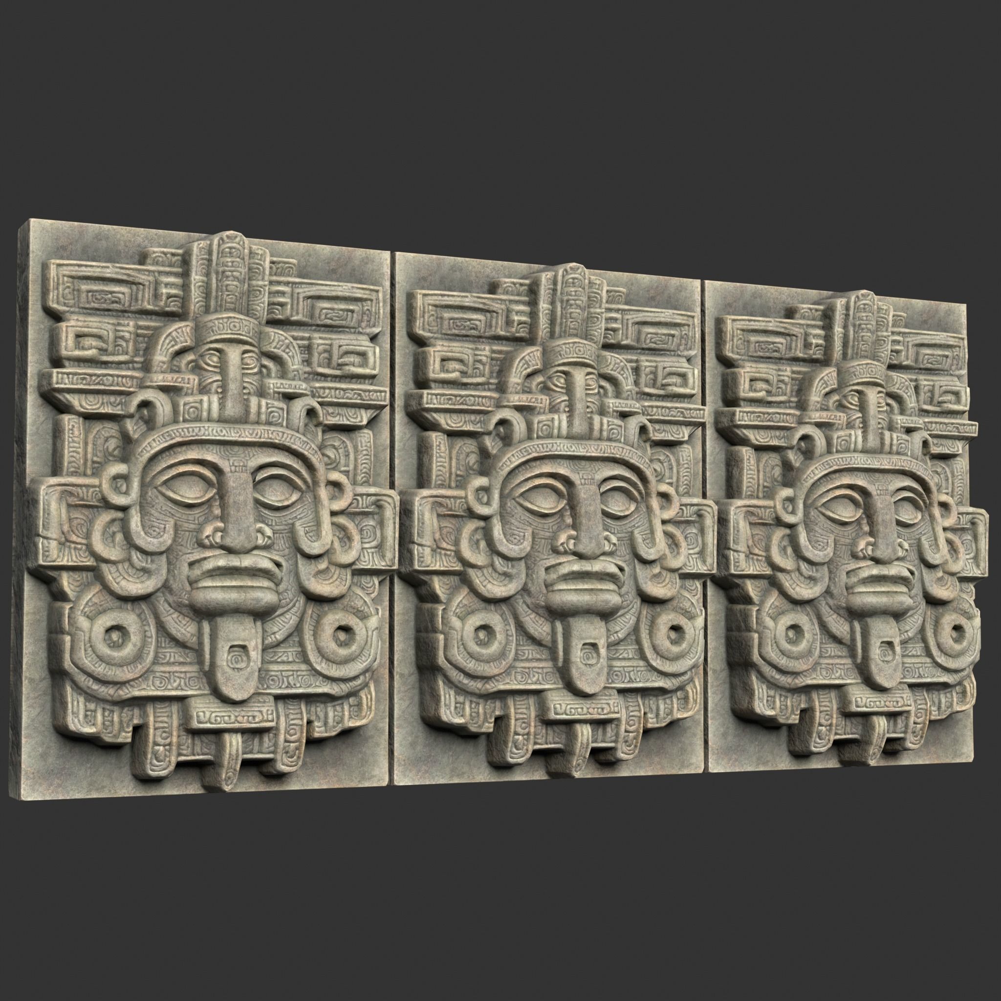 10 Low poly Mayan Temple Wall Decor 231206 Low-poly 3D model_10