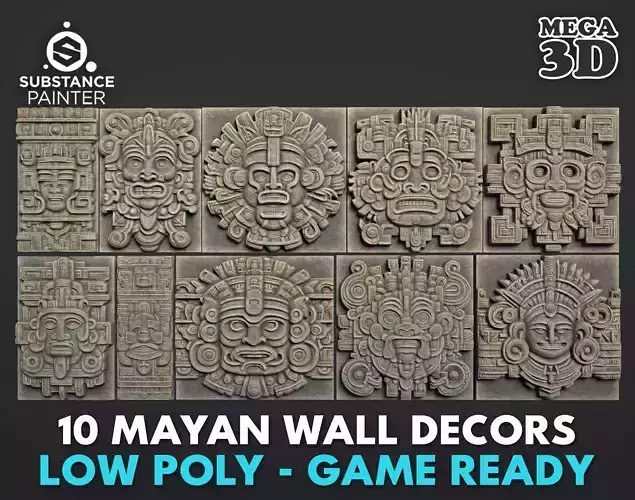 10 Low poly Mayan Temple Wall Decor 231206 Low-poly 3D model 10 Low poly Mayan Temple Wall Decor 231206 Low-poly 3D model