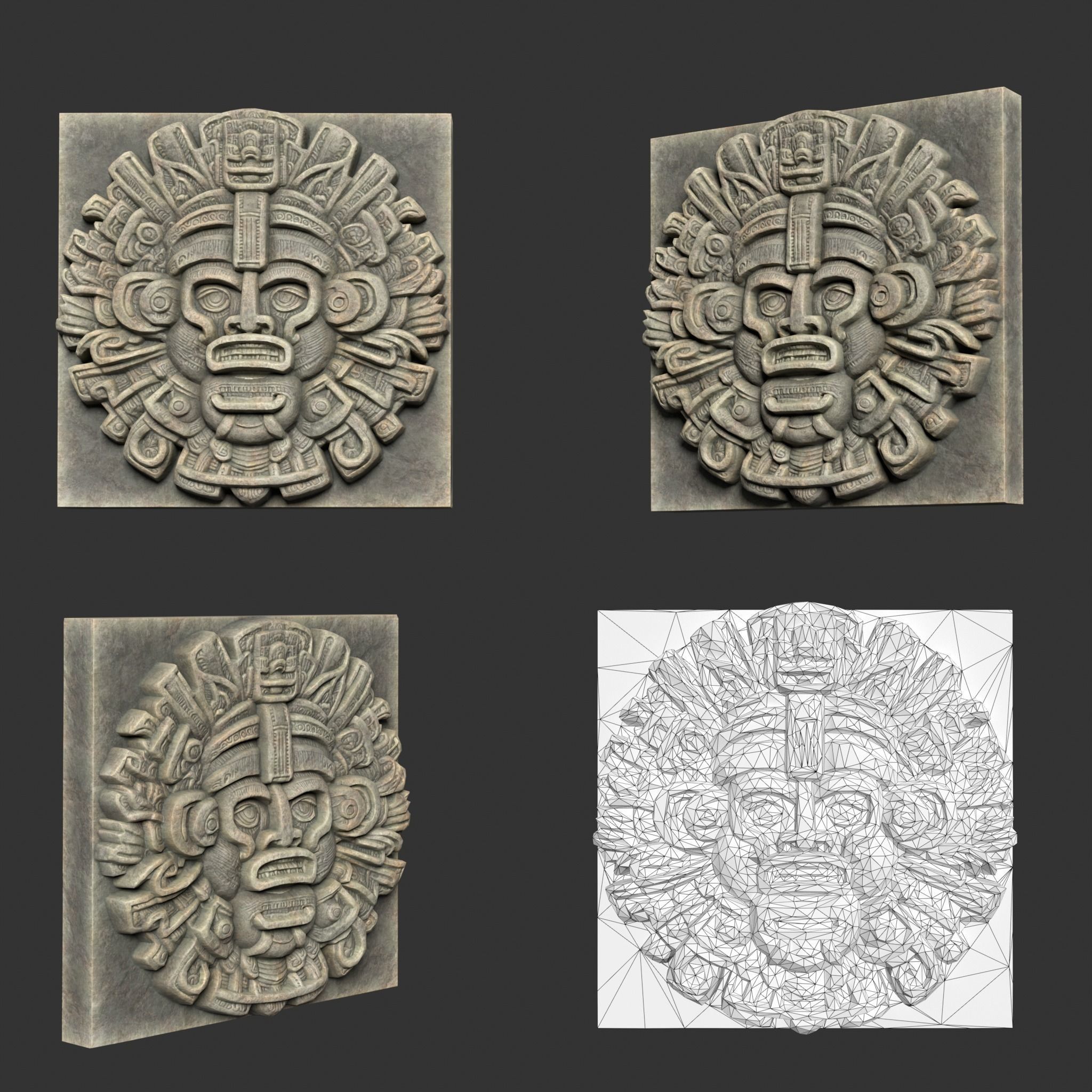 10 Low poly Mayan Temple Wall Decor 231206 Low-poly 3D model_7