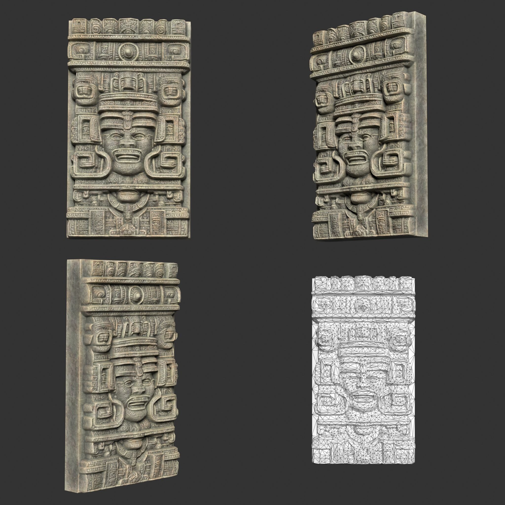 10 Low poly Mayan Temple Wall Decor 231206 Low-poly 3D model_19
