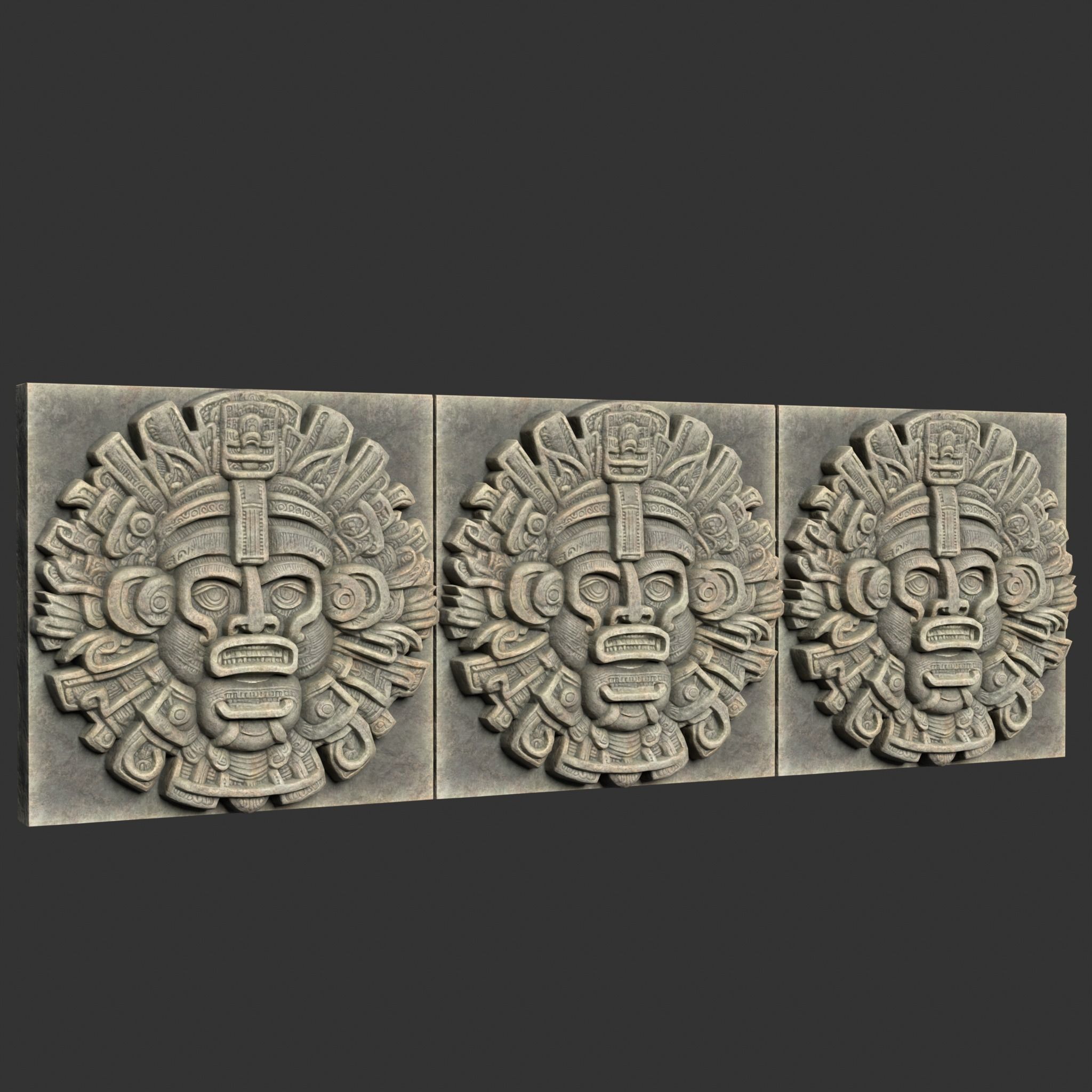 10 Low poly Mayan Temple Wall Decor 231206 Low-poly 3D model_6