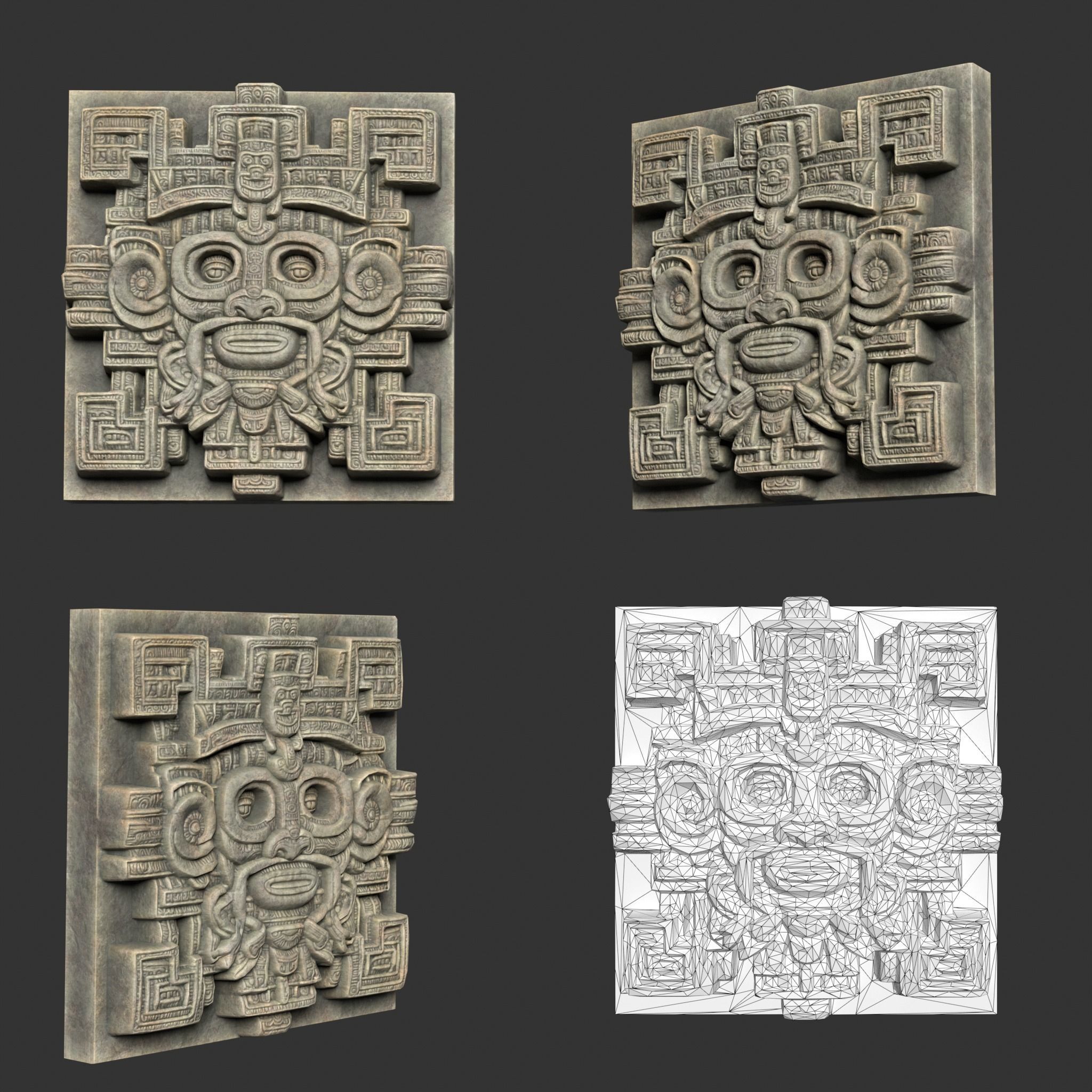 10 Low poly Mayan Temple Wall Decor 231206 Low-poly 3D model_13