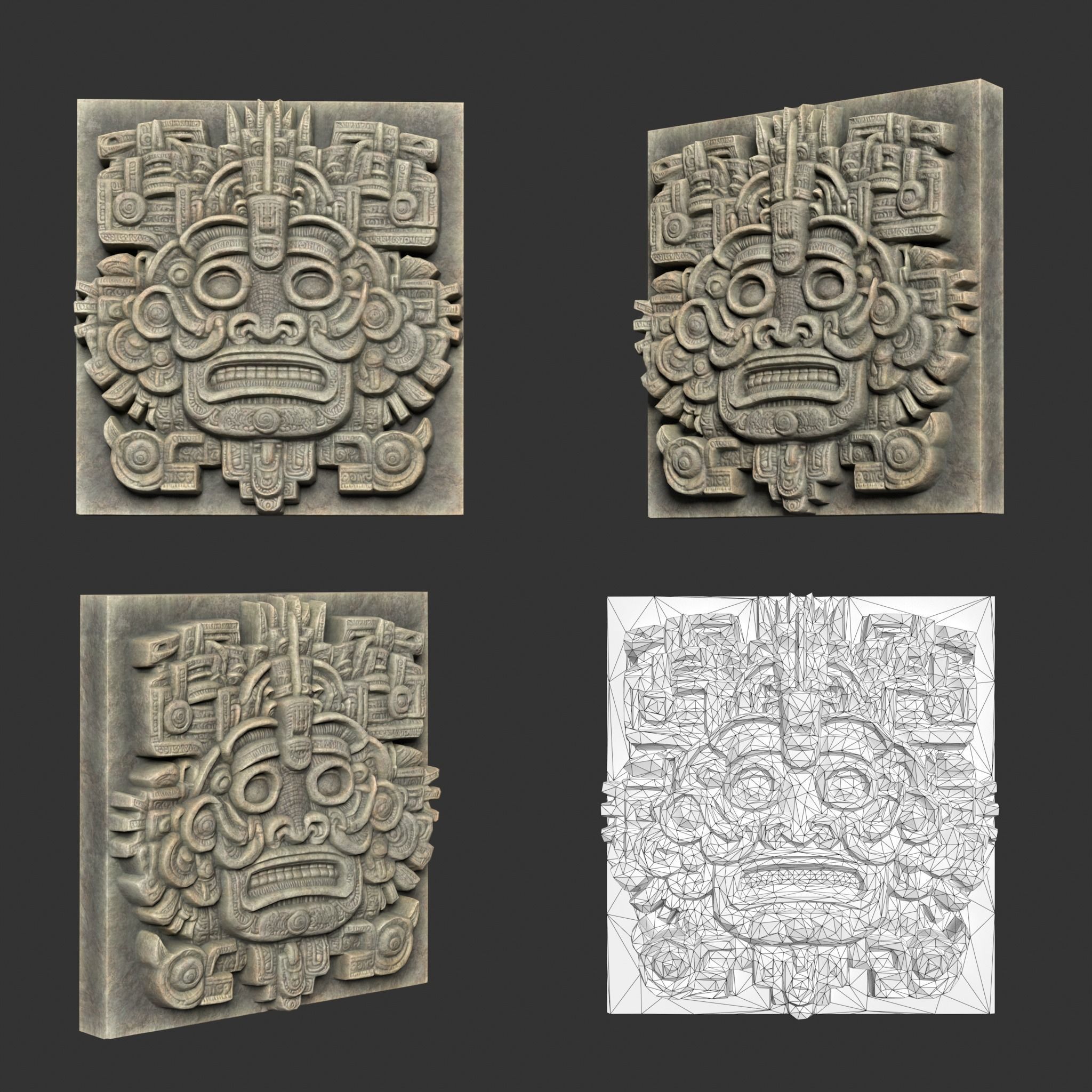 10 Low poly Mayan Temple Wall Decor 231206 Low-poly 3D model_17