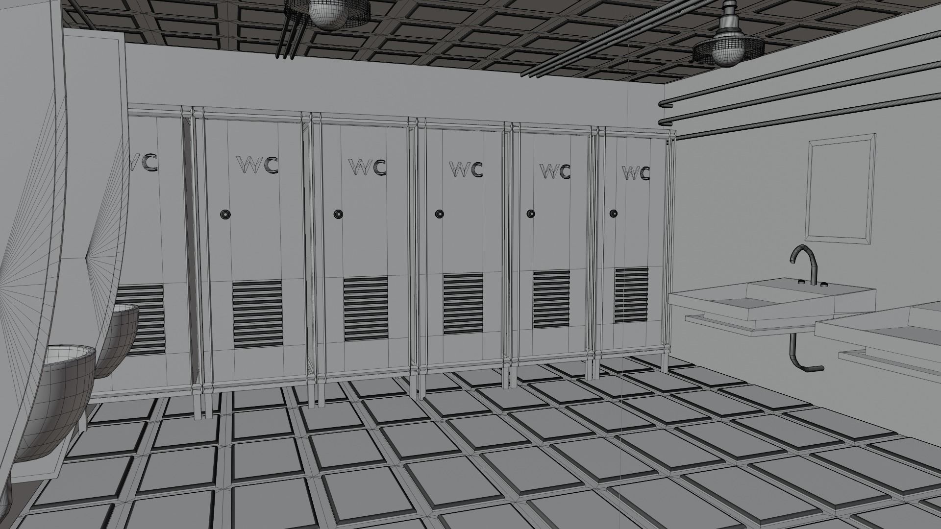 Creepy Restroom Wc Low-poly 3D model_7