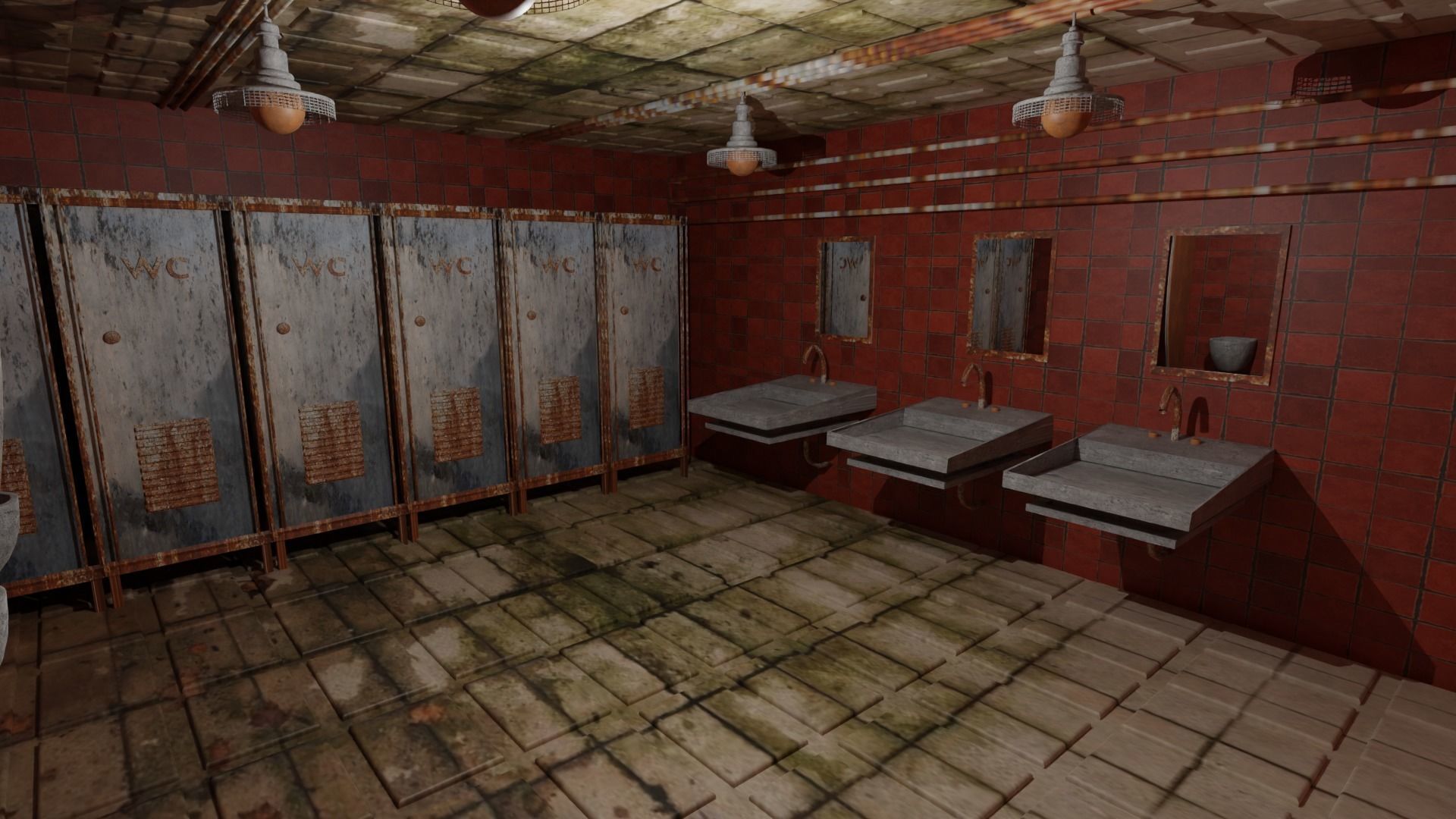 Creepy Restroom Wc Low-poly 3D model_1