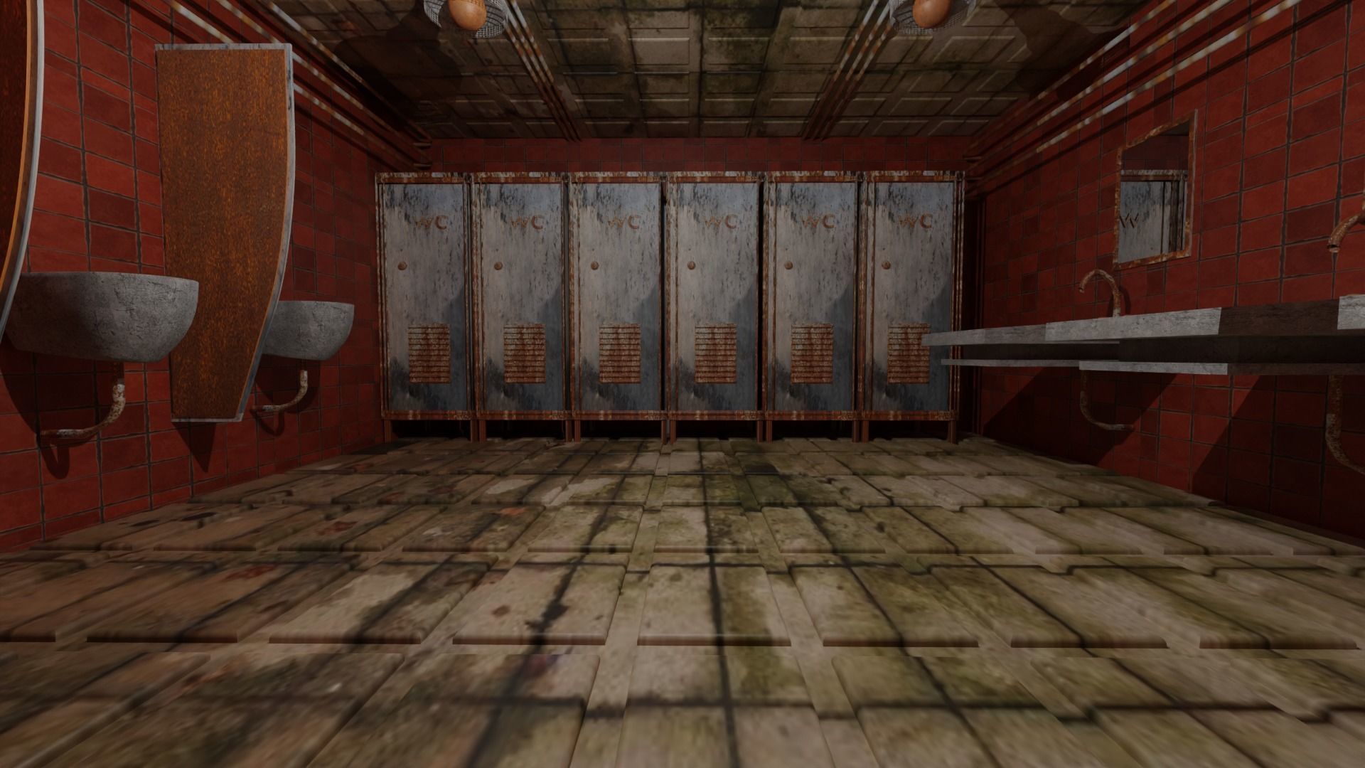 Creepy Restroom Wc Low-poly 3D model_3