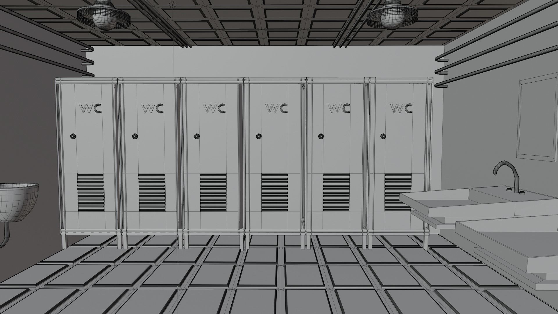 Creepy Restroom Wc Low-poly 3D model_8