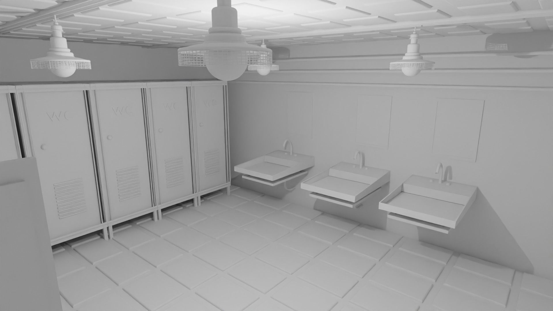 Restroom Wc - No Material Low-poly 3D model_6